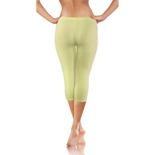 Legginsy damskie sportowe bawełniane kryjące 3/4 Sesto Senso żółty