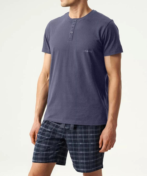  NMP-380  Piżama męska krótki rękaw, Atlantic- granatowy