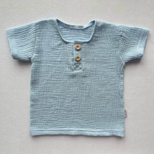 BL55108 Bluzka dla chłopca muślinowa Mamatti - niebieski