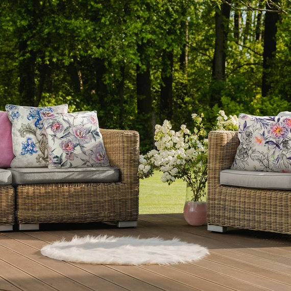 Len 9 Poszewka dekoracyjna z nadrukiem Eurofirany niebieski