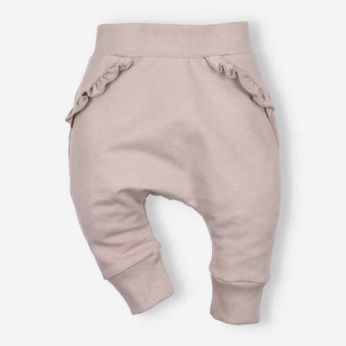 ABN-4518/BEZ Spodnie dresowe z bawełny organicznej Nini beżowy