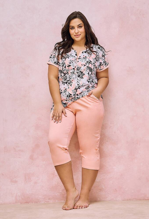 3131/3166 Lana   Piżama damska Taro morelowy