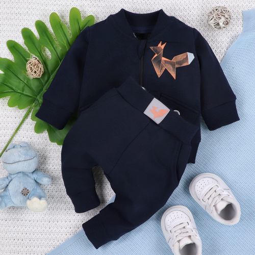 ABN-5395 Fun Origami Bluza dresowa rozpinana z bawełny organicznej Nini granatowy