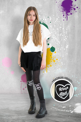 2329 Keep Out Viscos Rajstopy Dziewczęce Knittex bianco