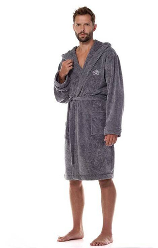 2452 Master Szlafrok Męski L&L - grafitowy