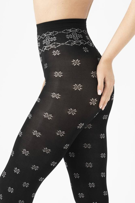 G 6077 snowflake Rajstopy Fiore 40den - black/ecru