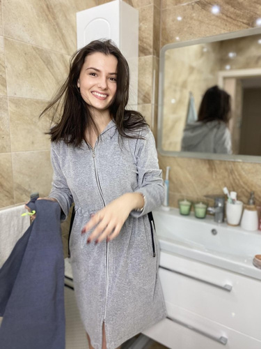 498 Macarena II Szlafrok damski Krótki Forex - jasny melanż