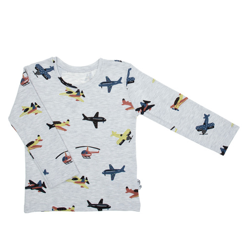 219138 Willy Nicol bluzka niemowlęca szara w samoloty bawełna długi rękaw 