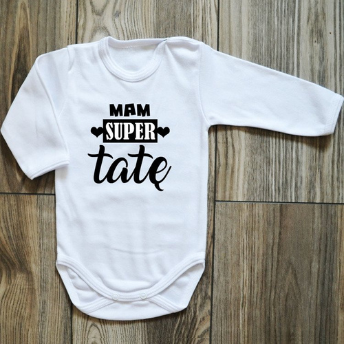 Body długi rękaw "mam SUPER tatę" Moocha białe