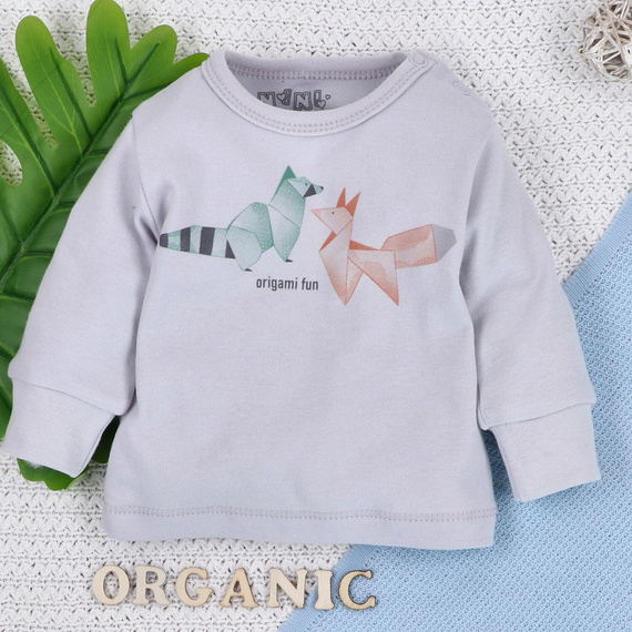 ABN-5389 Fun Origami Bluzka z bawełny organicznej Nini szary 