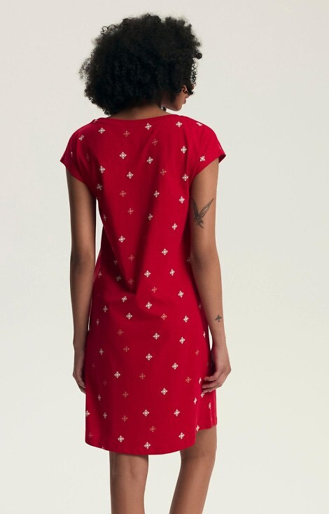 43720 Dotie Świąteczna koszula nocna damska Henderson – bawełna, krótki rękaw