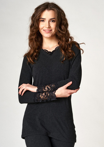 LVD 729 4 Hot Touch Koszulka bawełniana Key - czarny z koronką