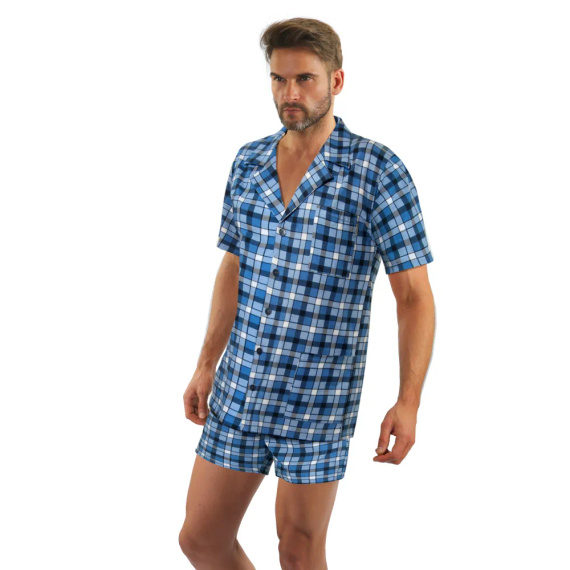 2182/10 Rozpinana Piżama Męska, krótkie spodenki Sesto Senso - granatowy 