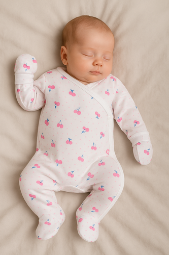 Wisienki Łapki niedrapki niemowlęce Martex | Bawełniane rękawiczki dla noworodka