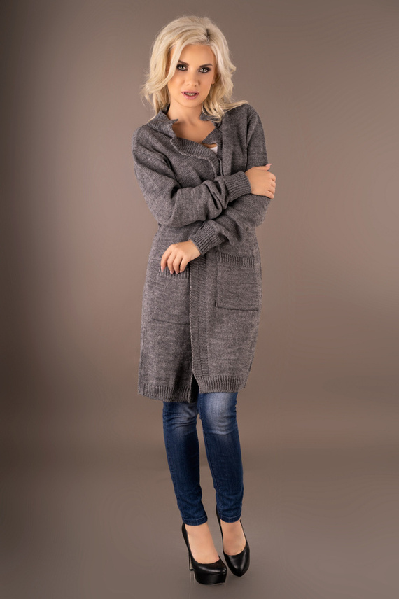 Elwiran Sweter, kardigan damski Merribel - dark grey