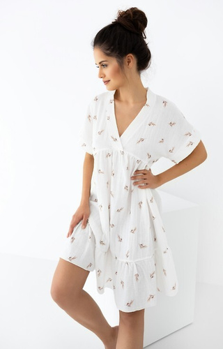 Nastia koszula nocna muślinowa Sensis - ecru