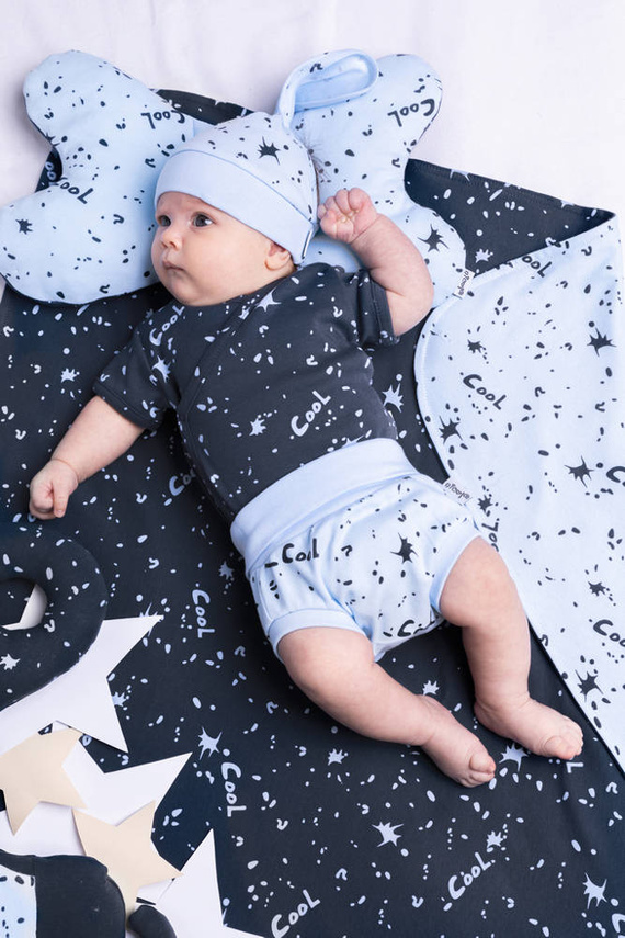 185098 Maks Body z krótkim rękawem rozpinane Nicol - granatowy plamki