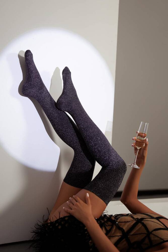 1429.000 Zakolanówki damskie z Lurexem Milena - czarny