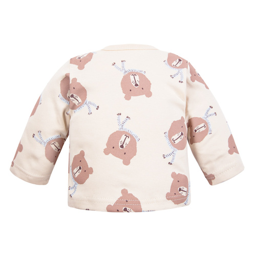 Beary Cool Kaftan niemowlęcy Eevi – jasny beż, bawełna, druk, napki