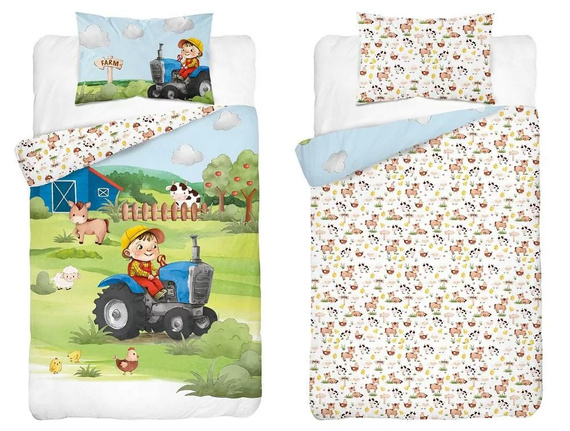 4781 A Farma Pościel bawełniana Traktor Detexpol - niebieski