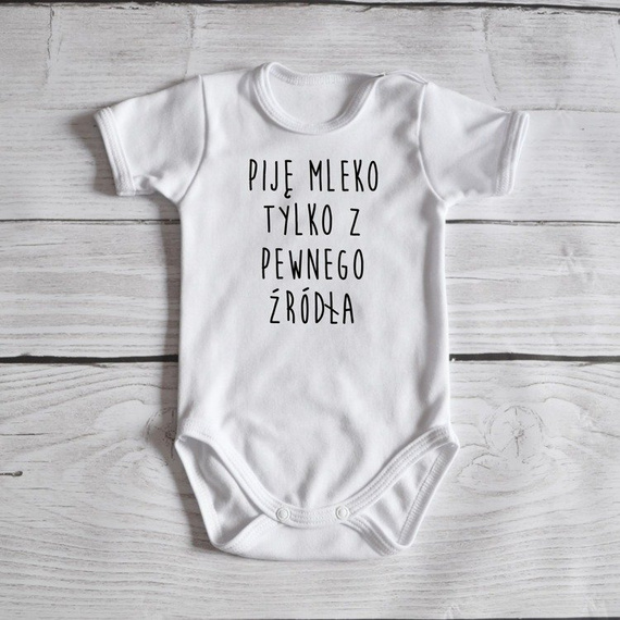 Body krótki rękaw "Piję mleko tylko z pewnego źródła" Moocha białe