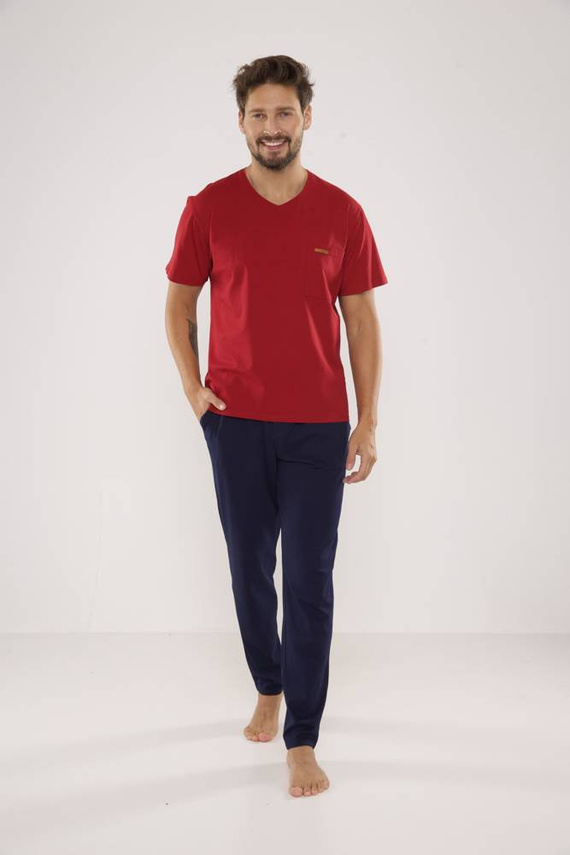 624 Kevin Piżama Męska Forex - bordo- granat