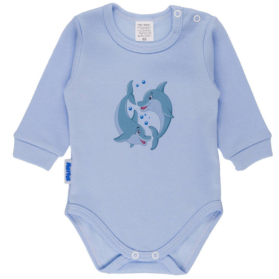 Delfinki body z długim rękawem Martex niebieski 