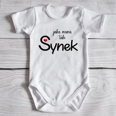 Body krótki rękaw "Jaka mama taki Synek" Moocha białe