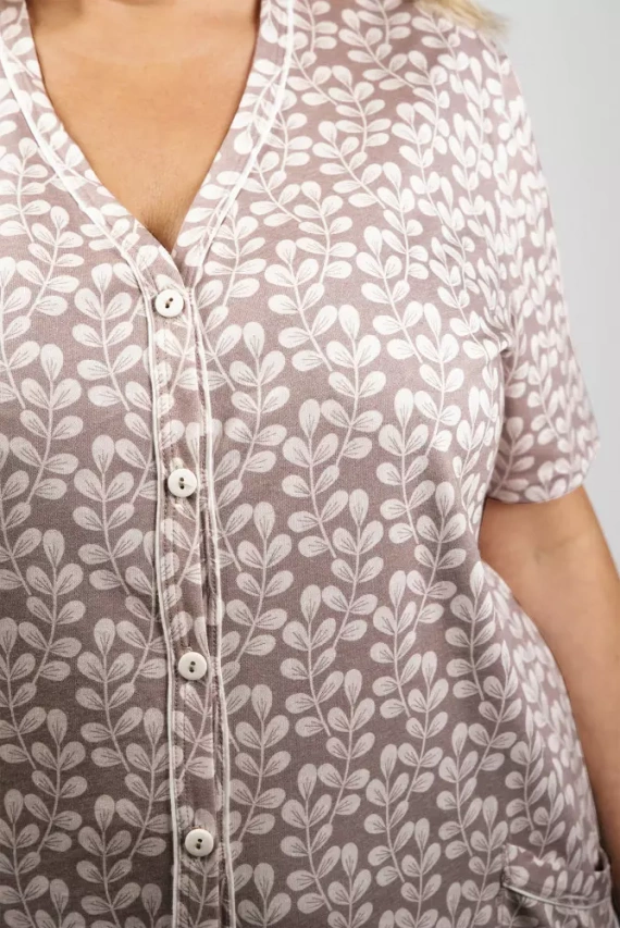 Ramira Piżama Damska krótki rękaw i 3/4 spodnie Italian Fashion - druk/cappucino