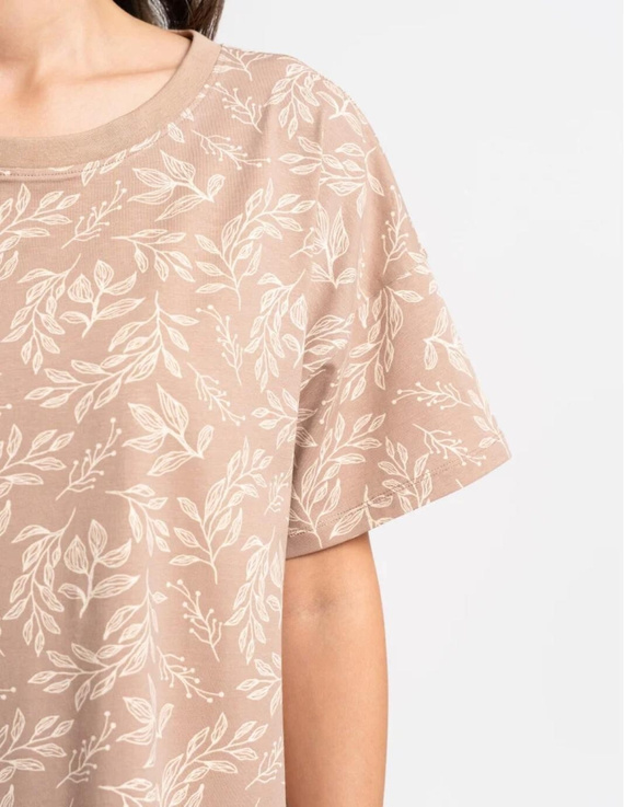 Koszula nocna Moraj PDK2800-006 beżowa – bawełna, oversize, print