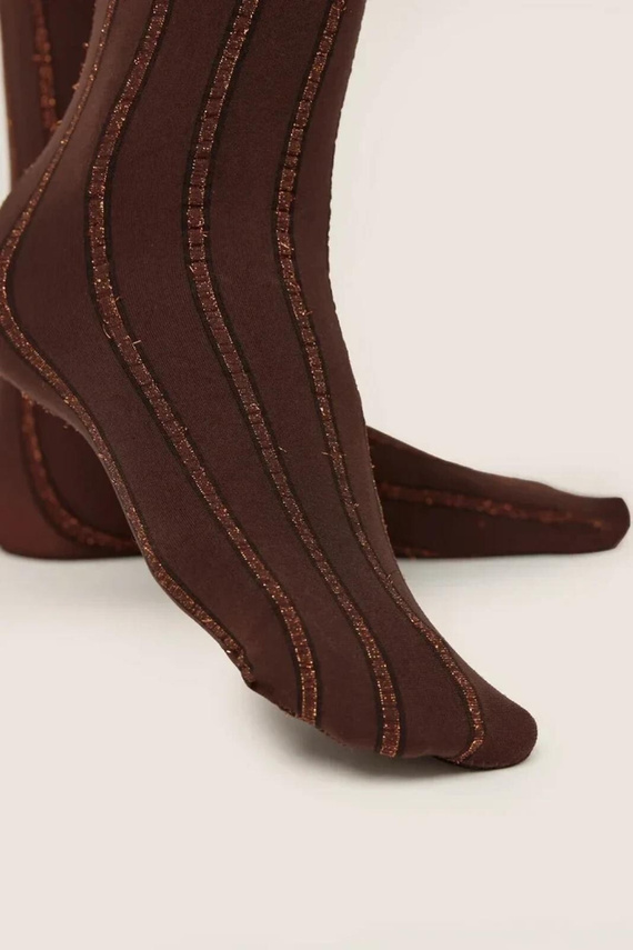 Gabriella Liva 1262 skarpetki damskie 50 DEN paski z połyskiem 3D chocolate