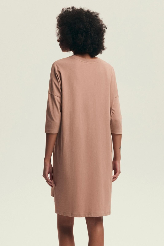 43692 Dextra Koszula damska Henderson peach bawełniana, rękaw 3/4, nadruk