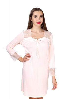 86121 Delice koszula nocna długi rękaw Mewa łososiowy