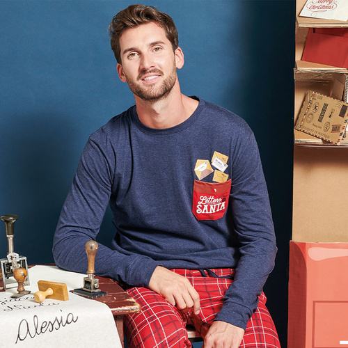 Gioew Piżama męska Sorbetto niebieska– świąteczna, w kratę, wygodna i stylowa