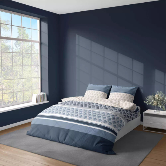 5028 A Pościel z mikrofibry geometria Detexpol niebieski