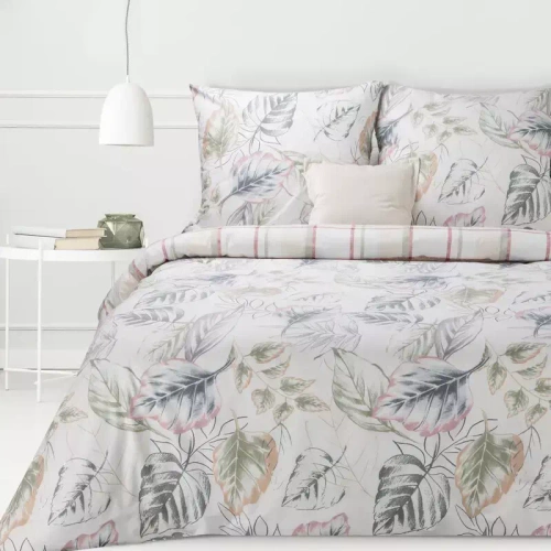Sara 26 Pościel bawełniana Liście Eurofirany szary
