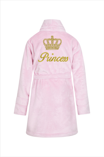 Princess + korona Szlafrok dziecięcy polarowy ByShelly - jasny różowy/złoty