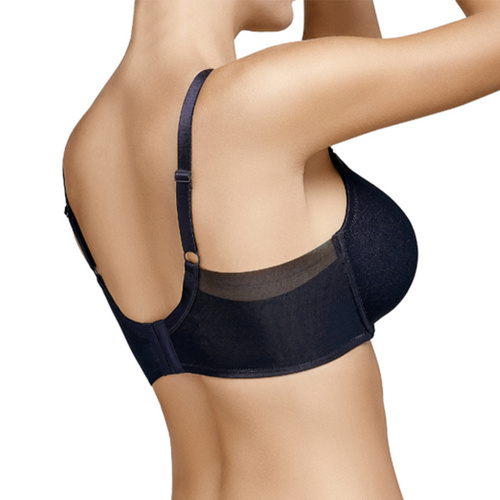 Katia Biustonosz usztywniany Selene czarny  – z głębokim dekoltem, tiulowymi wstawkami 