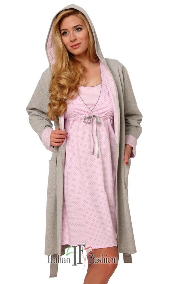 Szlafrok Damski Komfort Italian Fashion- melanż/niebieski