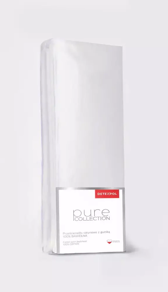 Pure prześcieradło satynowe z gumką jednobarwne Detexpol srebrny