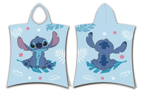 Jf24 Poncho dziecięce Lilo and Stitch Niebieski ręcznik z kapturem Disney Na basen, plażę, do kąpieli Jerry Fabrics