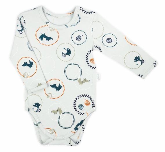 174095 Body z długim rękawem "Fox Club" Nicol - ecru-wzór