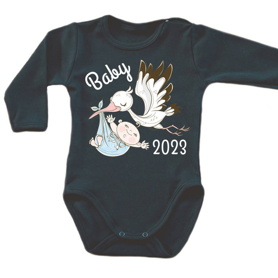 "BABY 2023 born in" Body długi rękaw Moocha czarny