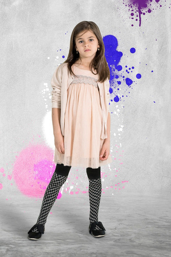 2323 Hazel Rajstopy Dziewczęce Knittex nero-bianco