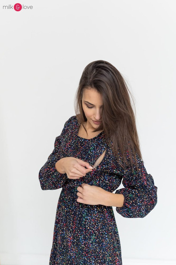 Lovely Dress sukienka ciążowa i do karmienia Milk&Love granatowa w print