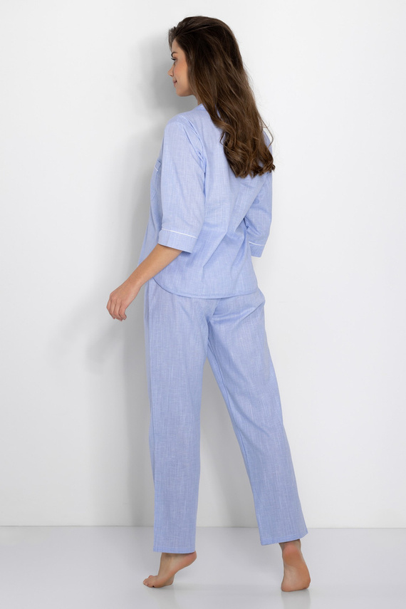 Ocean Dream piżama damska rozpinana len Momenti Per Me blue