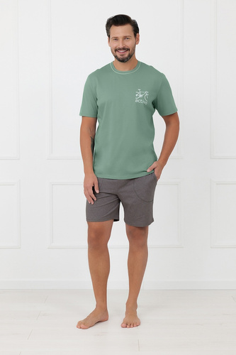 Piżama męska Active Italian Fashion bawełniana rower krótka- szałwia