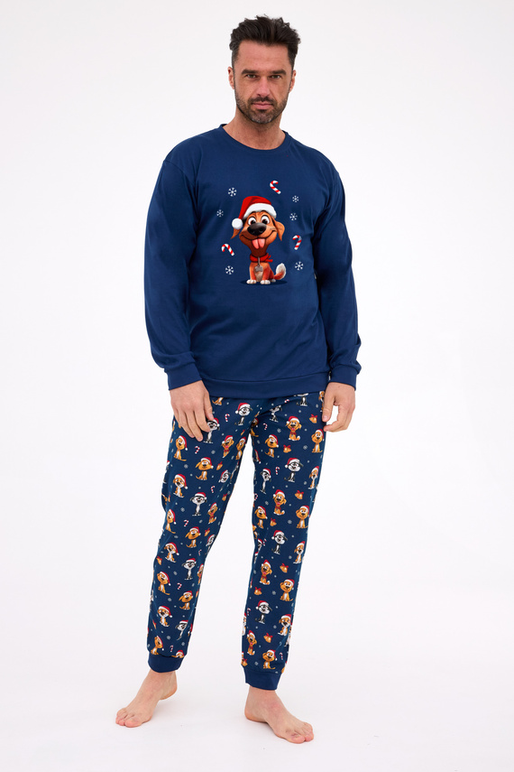 115/294 Dog Piżama męska Cornette  – świąteczna, granatowa, bawełna