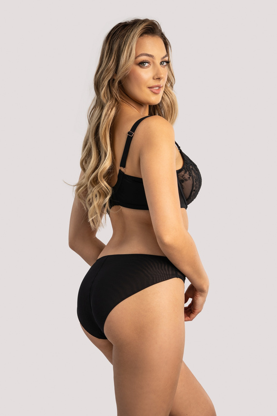 Amadi Biustonosz miękki soft Unikat czarny – z ozdobnymi paskami, elegancki i wygodny