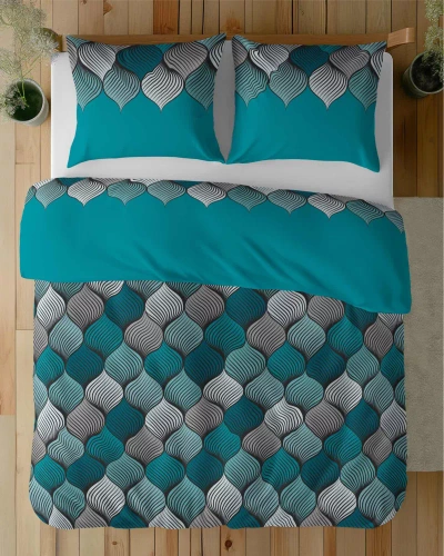 5226 A Pościel satynowa Orientalna mozaika Detexpol turkusowy